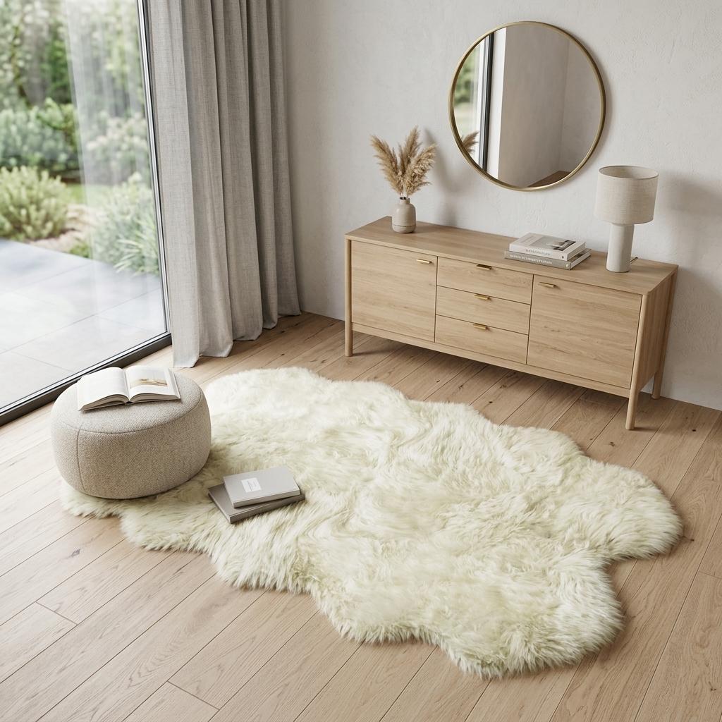 Natural Genuine Sheepskin Handmade Area Rug