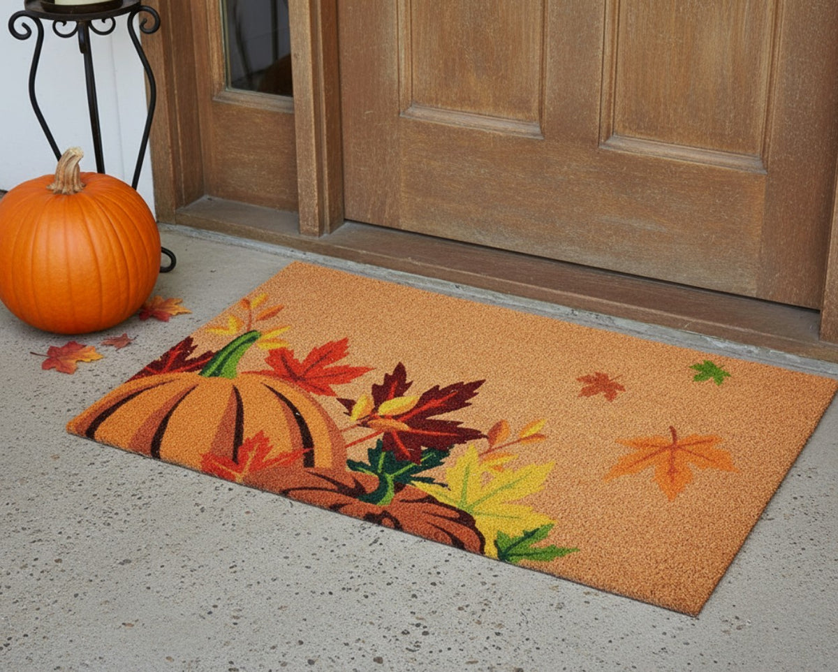 24" x 36" Large Fall Pumpkins & Leaves Coir Doormat