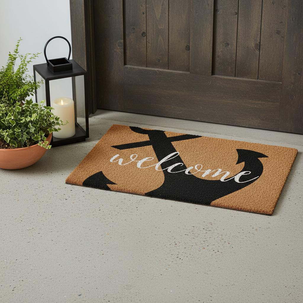 24" x 36" Large Nautical Anchor Welcome Coir Doormat