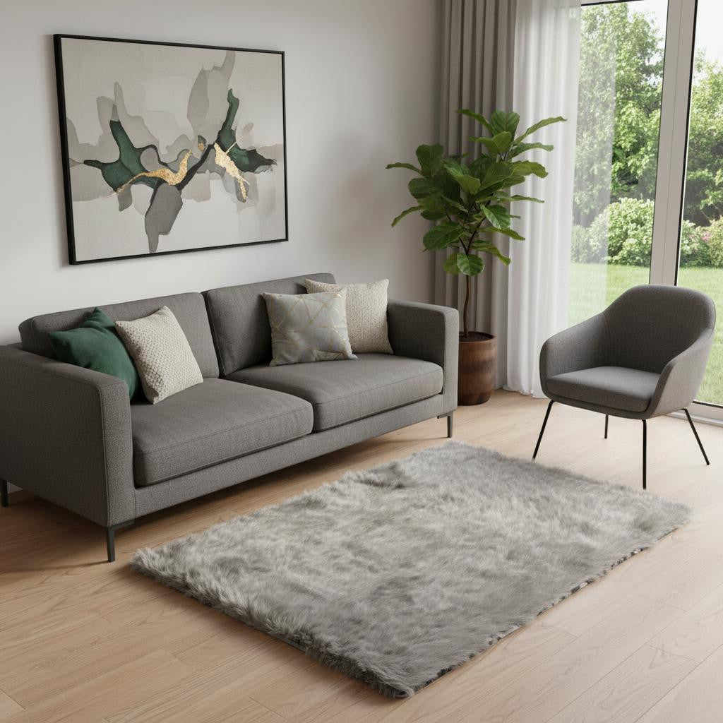 Soft Plush Modern Acrylic Gray Shag Area Rug
