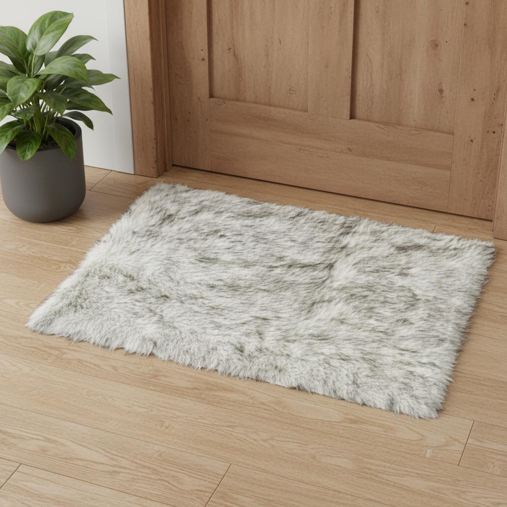 3' x 5' Gray Faux Fur Soft Plush Modern Accent Rug