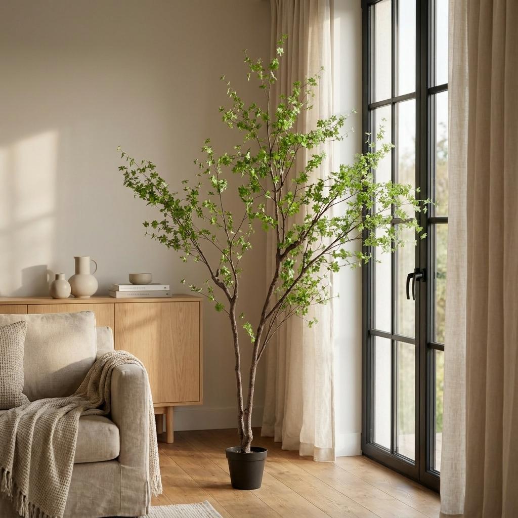 118" Extra Large Green Artificial Floor Tree in Cylindrical Black Pot