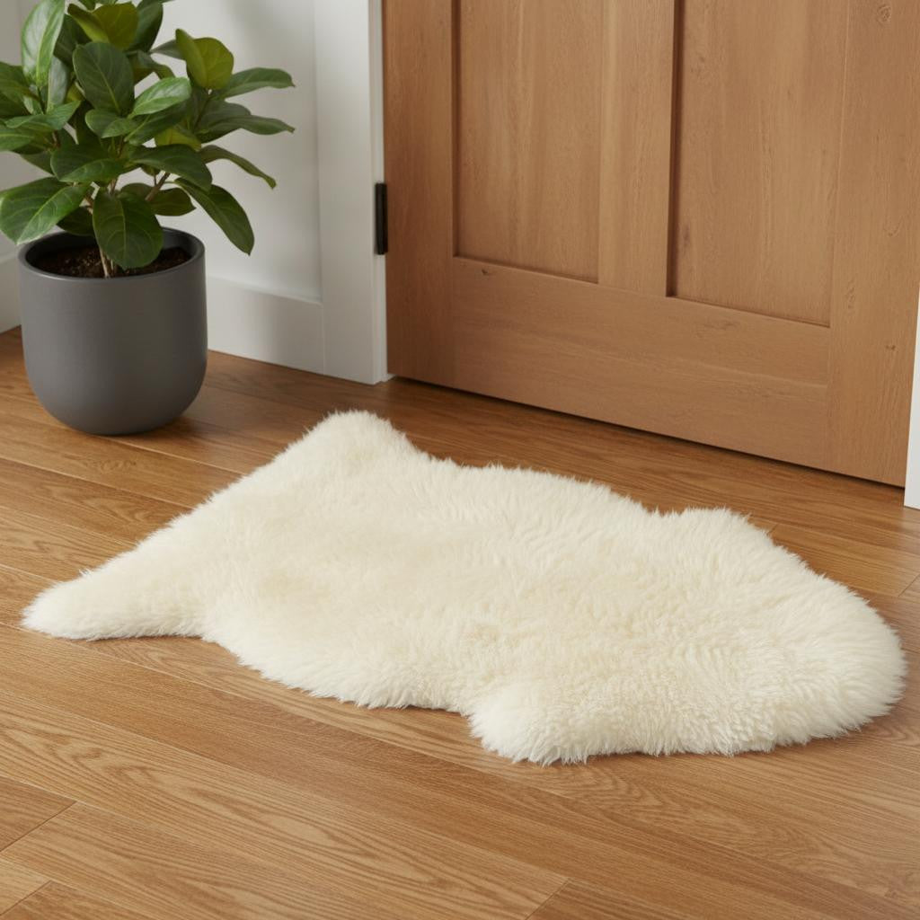 White Natural New Zealand Sheepskin Wool Area Rug