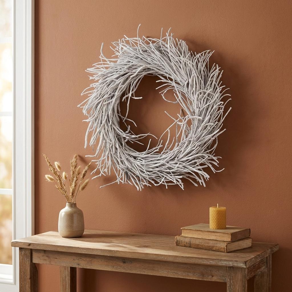 28" White Willow Dried Botanical Wreath
