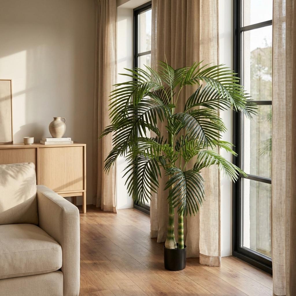 72" Artificial Tropical Palm Tree in Black Pot