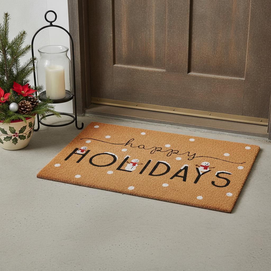 24" x 36" Large Happy Holidays Coir Outdoor Doormat