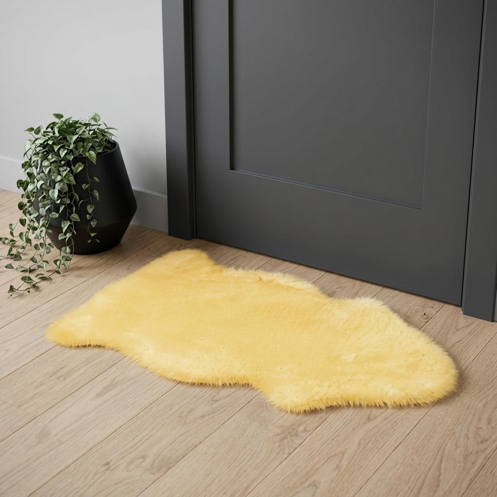 Cream Genuine Sheepskin Animal Print Shag Area Rug