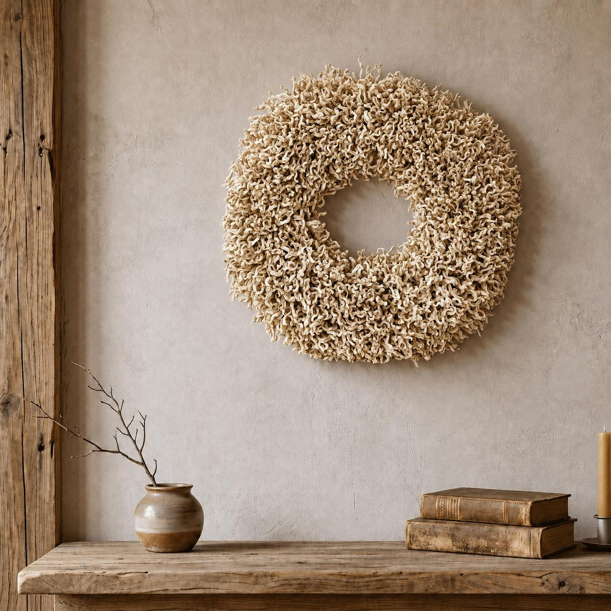 23" Natural Dried Handcrafted Harvest Corn Husk Maize Wreath