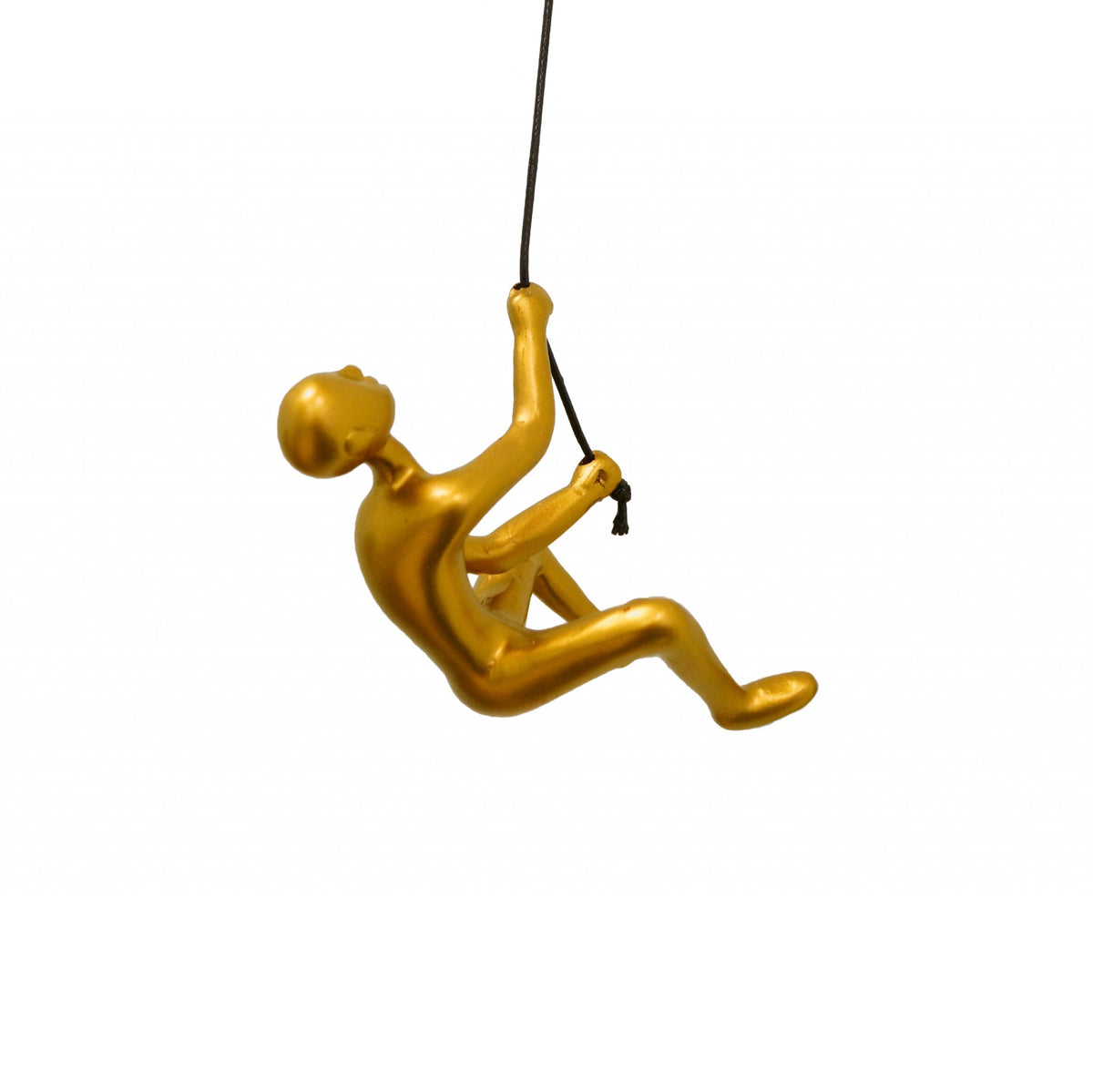 6" Climbing Man Wall Sculpture Modern 3D Hanging Art with Leather Rope