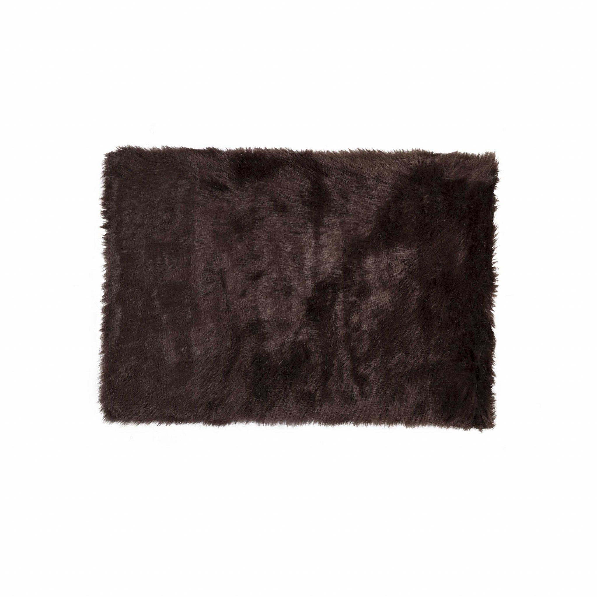 Chocolate Faux Fur Animal Print Area Rug