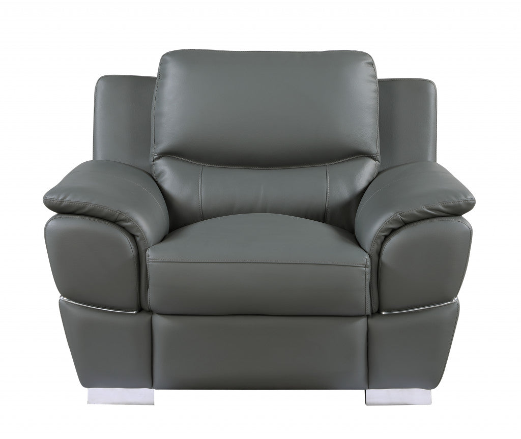 Modern 48" Gray Leather Match Manual Glider Recliner Club Chair