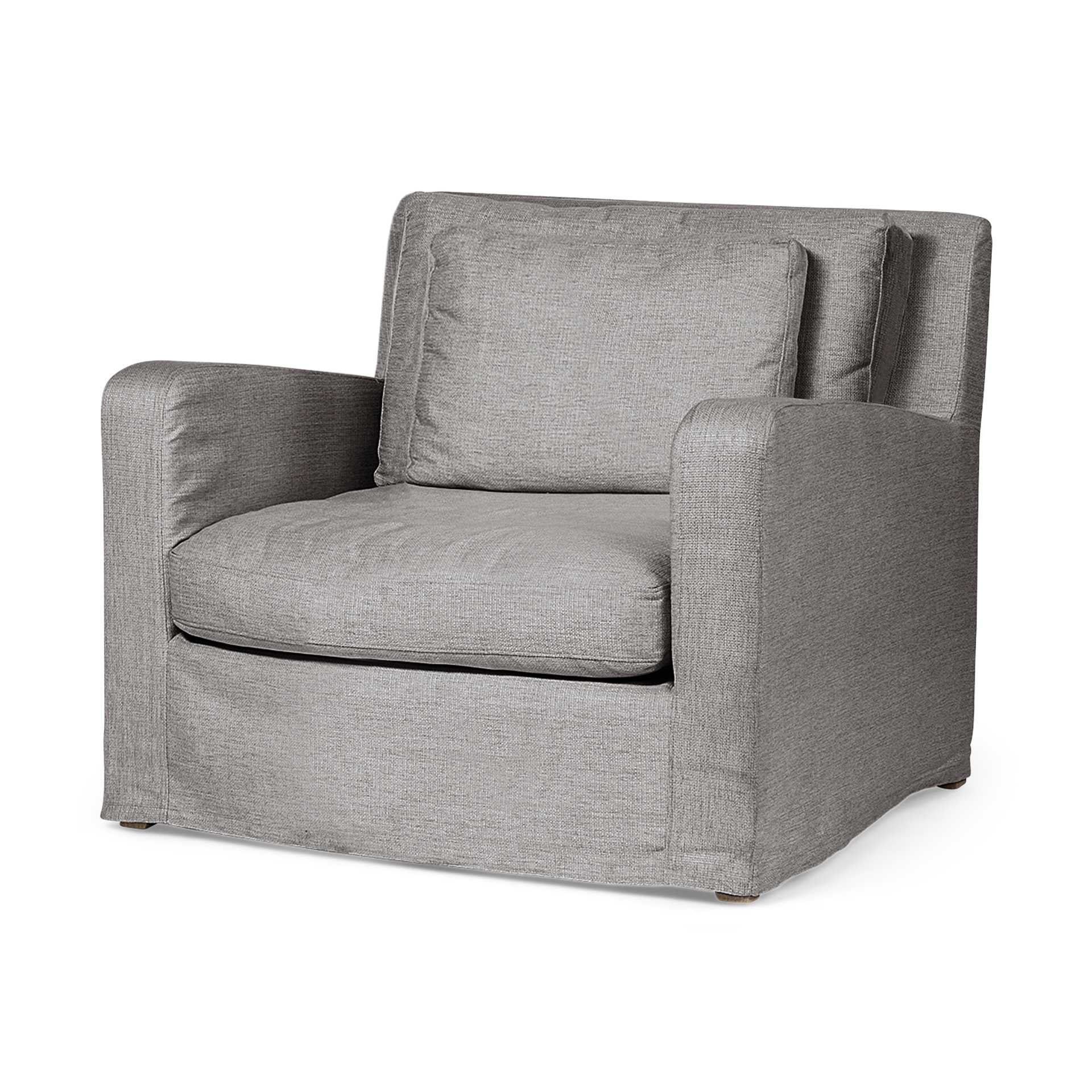 Coastal 38" Gray Linen Accent Armchair
