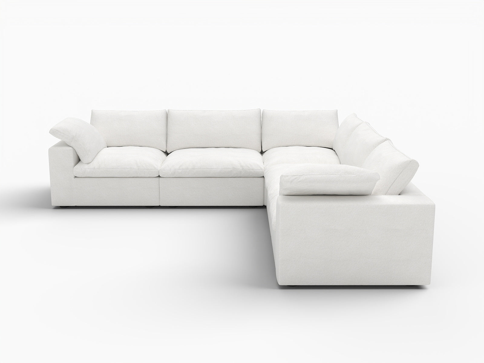 Modern White Linen Blend Modular L-Shaped 5-Piece Reversible Sectional