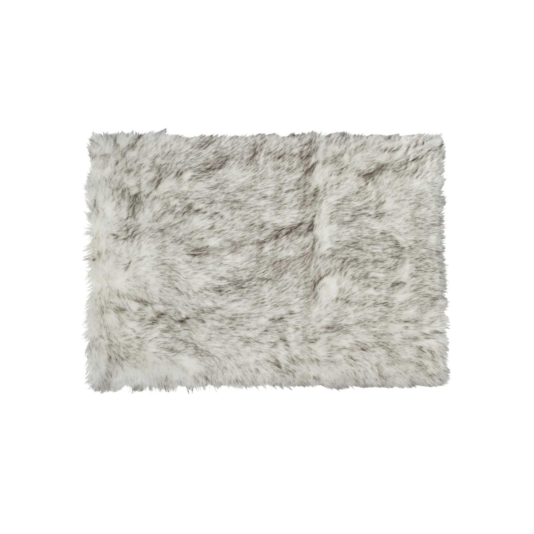 3' x 5' Gray Faux Fur Soft Plush Modern Accent Rug