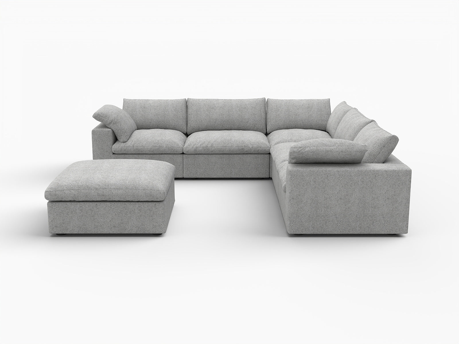 Modern Light Gray Linen Blend Modular L-Shaped 6-Piece Reversible Sectional
