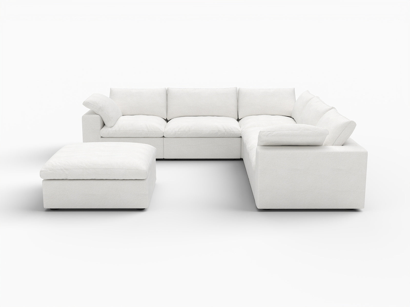 Modern White Linen Blend Modular L-Shaped 6-Piece Reversible Sectional