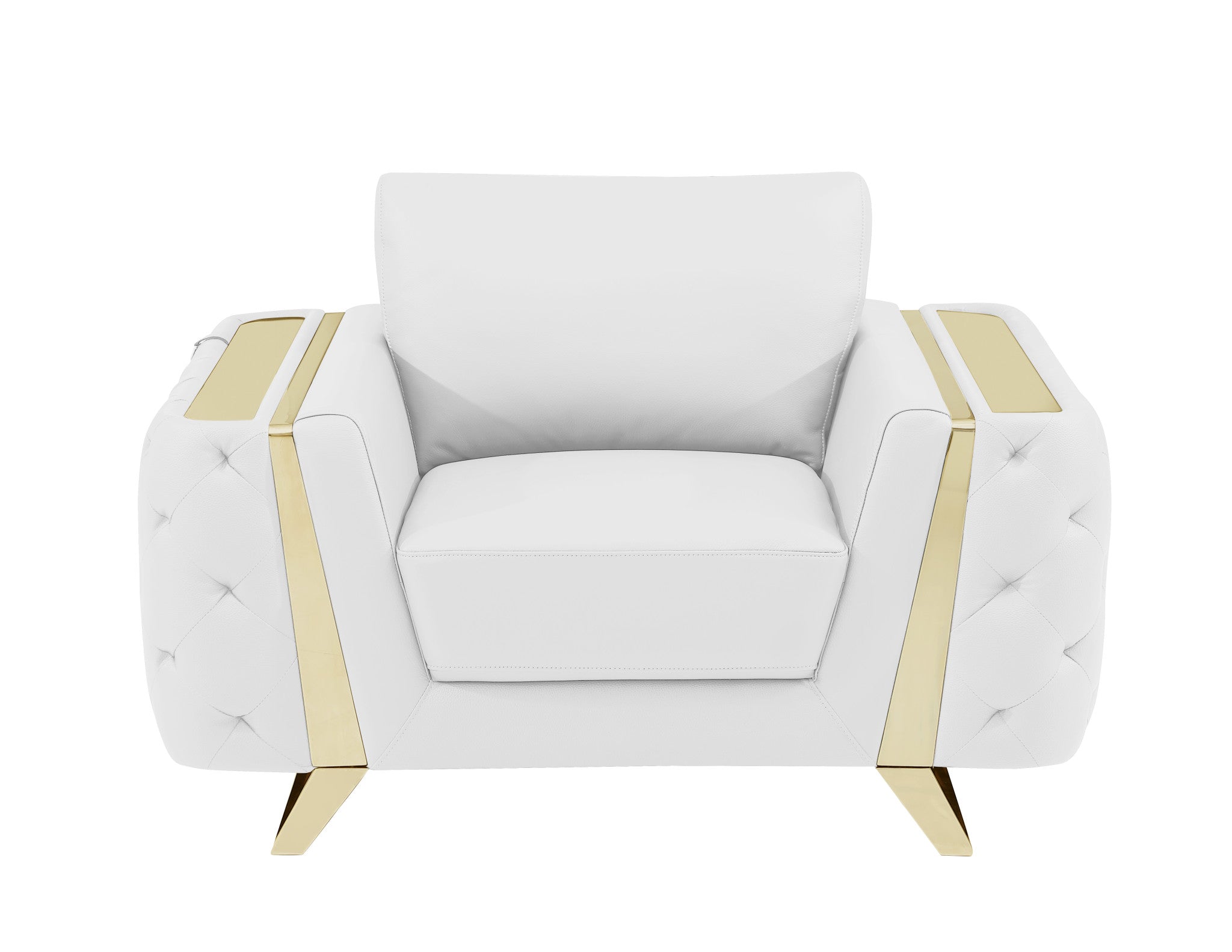Contemporary 50" Bright White Top Grain Genuine Leather Club Chair