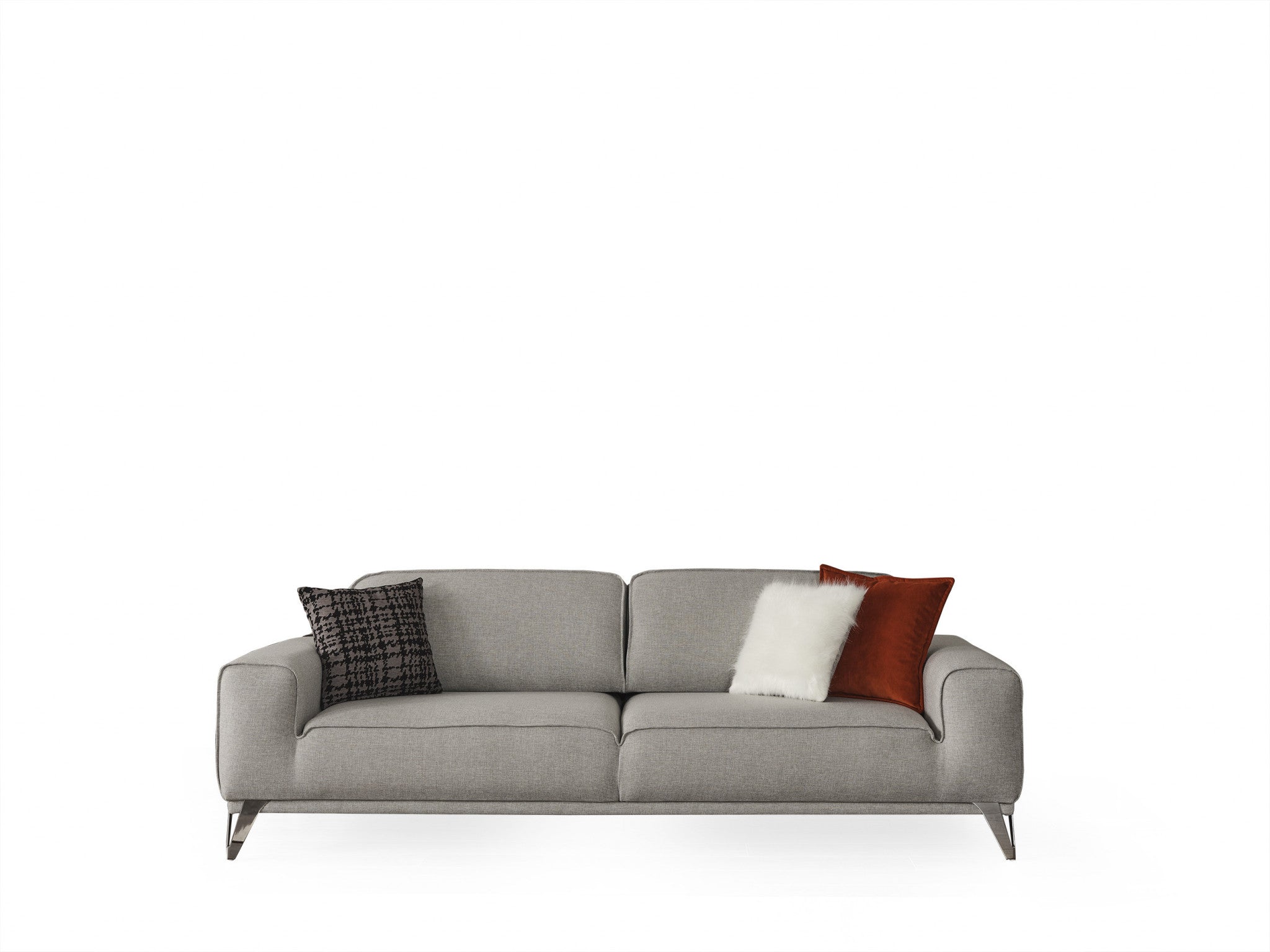 90" Modern Transitional Light Gray Linen Sleeper Sofa with Silver Legs