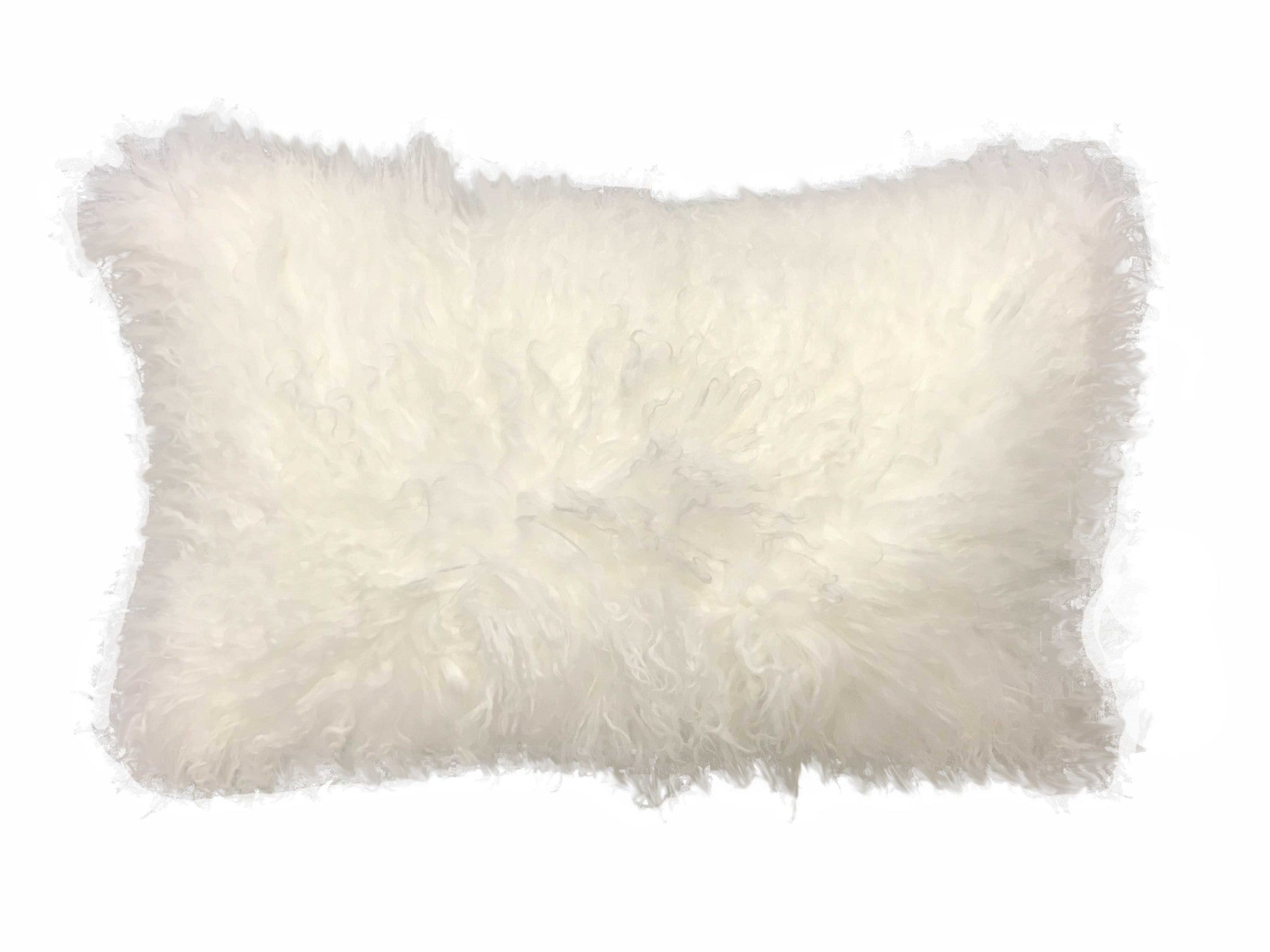 Bright White Genuine Tibetan Lamb Fur Lumbar Pillow