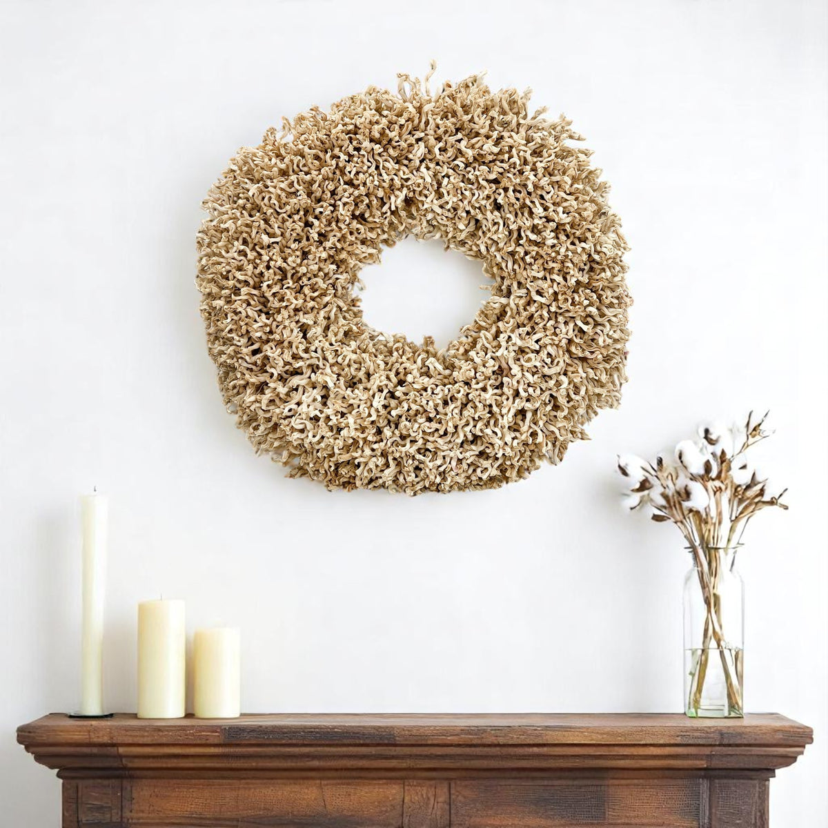 23" Natural Dried Handcrafted Harvest Corn Husk Maize Wreath