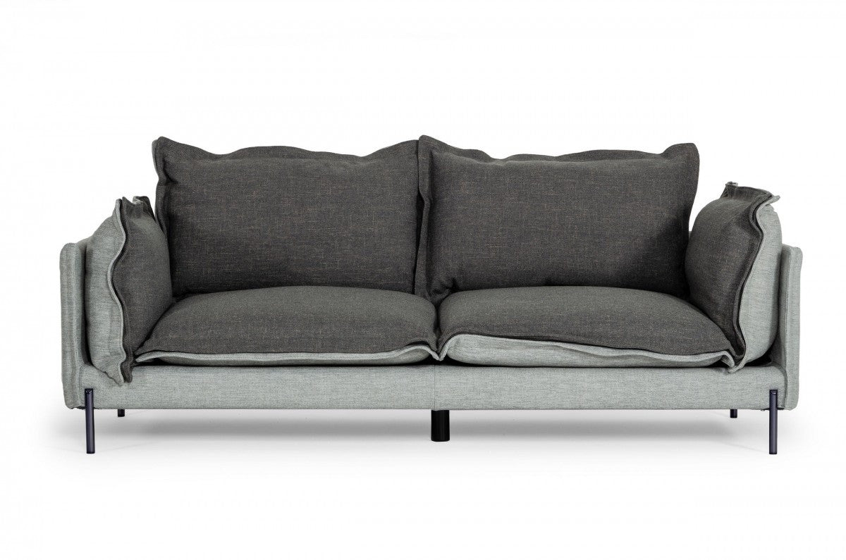 87" Transitional Dark Gray Polyester Blend Sofa with Silver Metal Legs