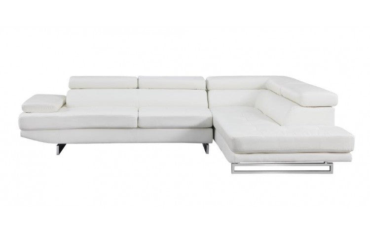 Modern White Leather L-Shaped 2-Piece Corner Sectional