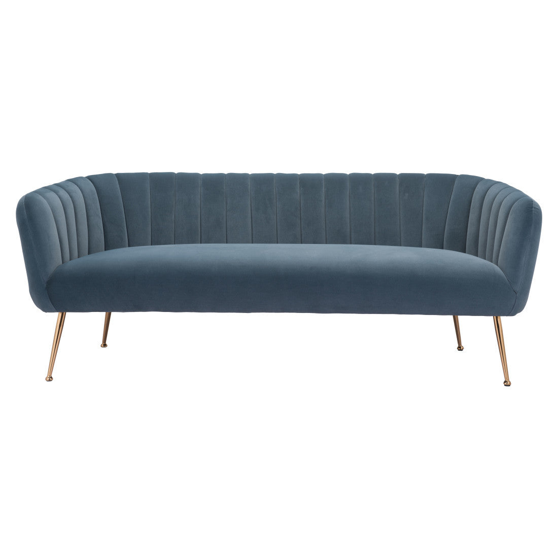 70" Modern Gray Velvet Sofa with Gold Legs