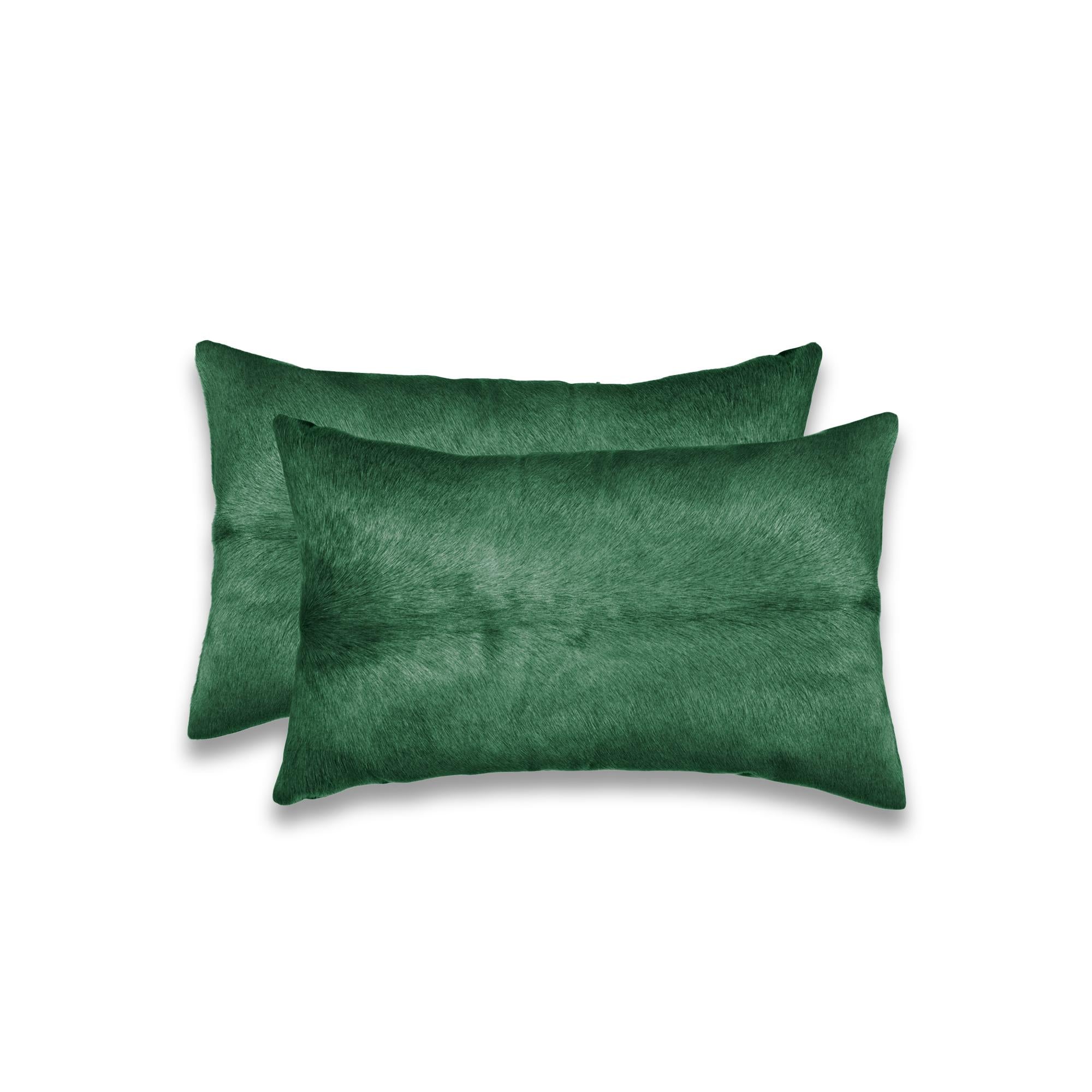 12x20 Green Set of 2 Genuine Leather Throw Accent Pillows