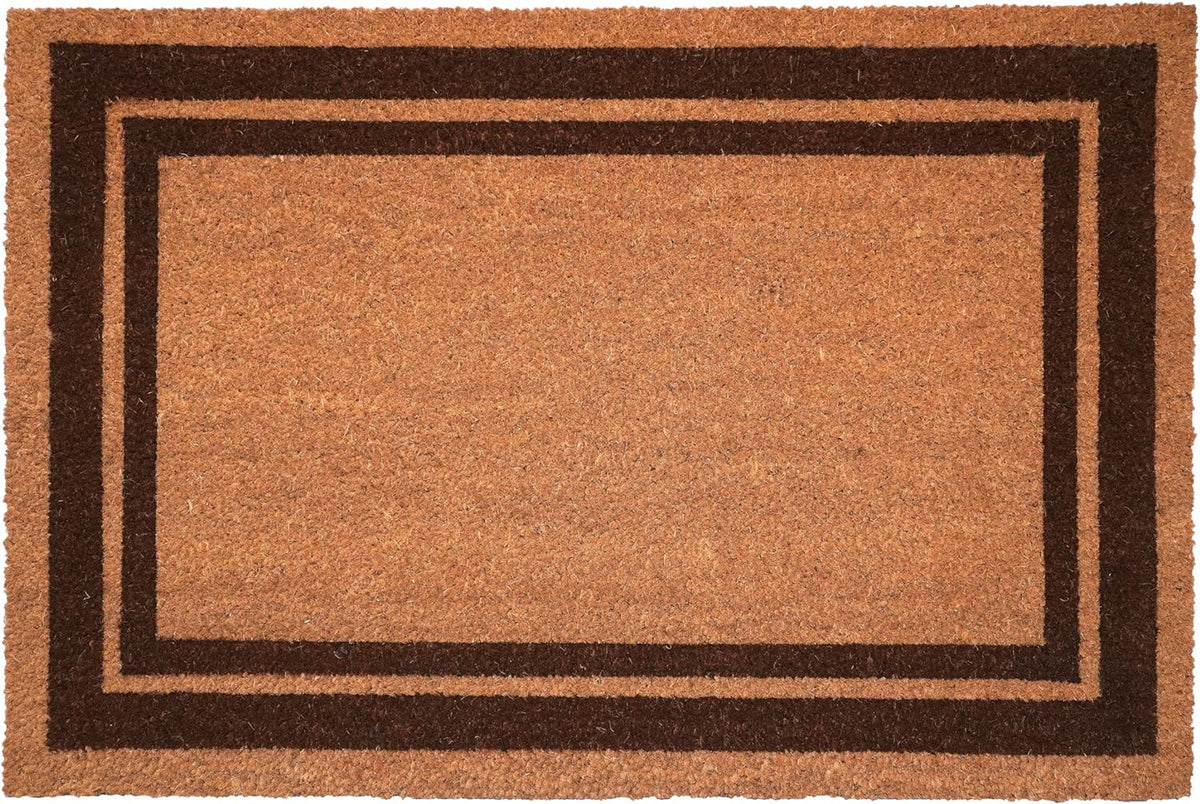 24" x 36" Large Natural & Black Coir Geometric Outdoor Doormat