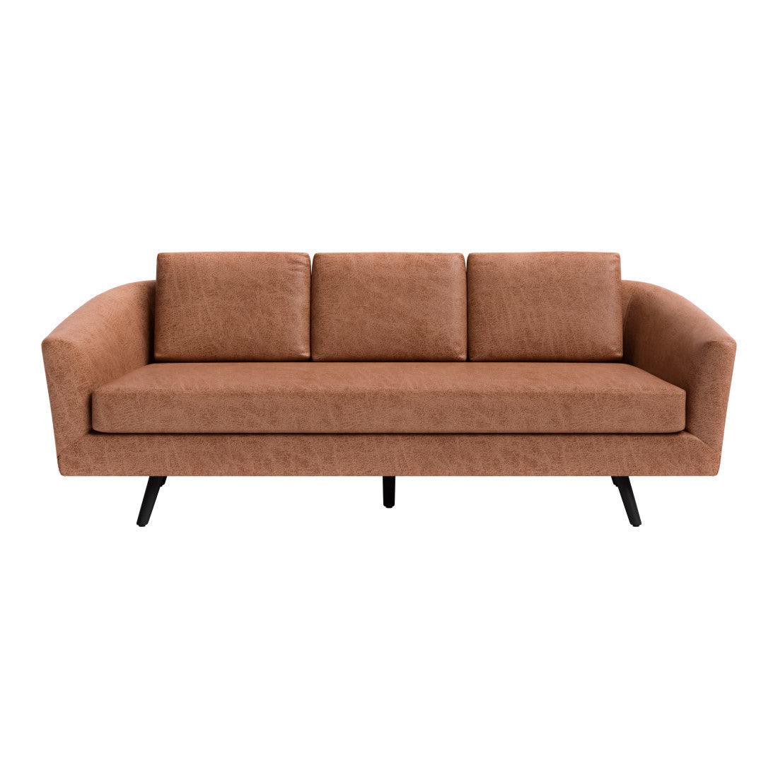 79" Modern Brown Faux Leather Sofa with Black Legs