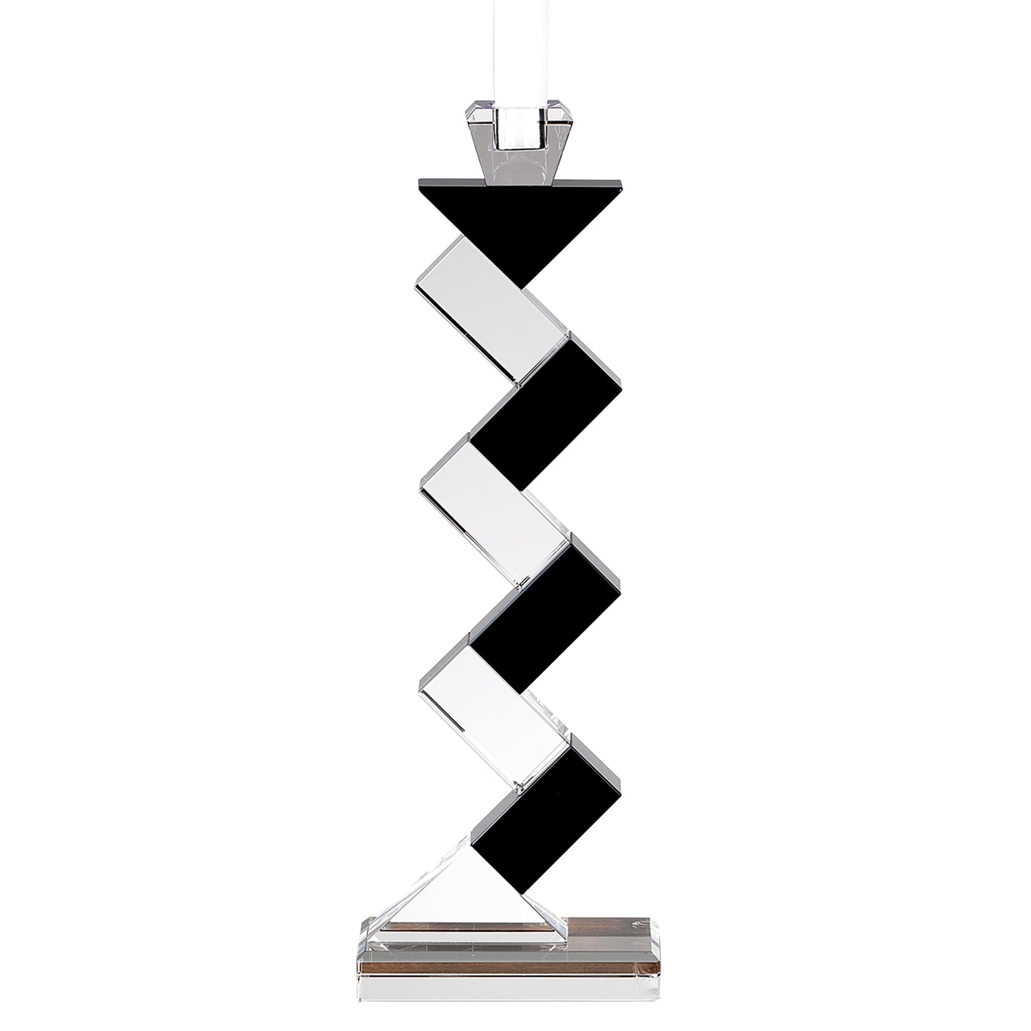 Handcrafted Black Crystal Geometric Pillar Candle Holder