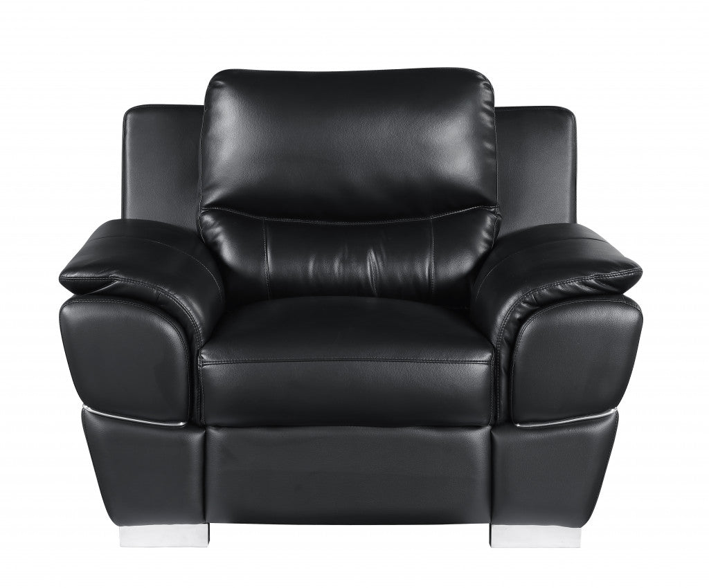 Modern 48" Black Leather Match Manual Glider Recliner Club Chair