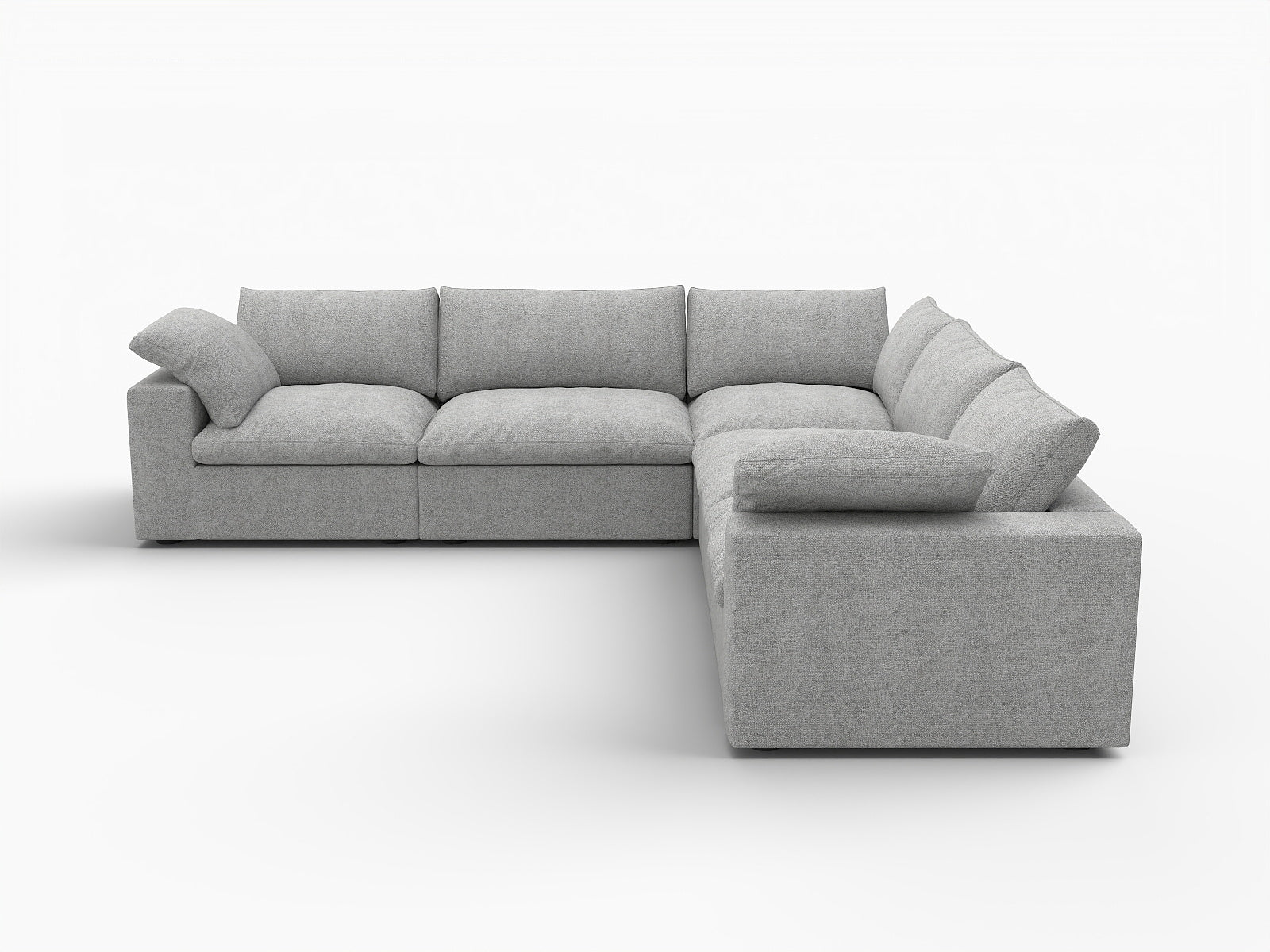 Modern Light Gray Linen Blend Modular L-Shaped 5-Piece Reversible Sectional