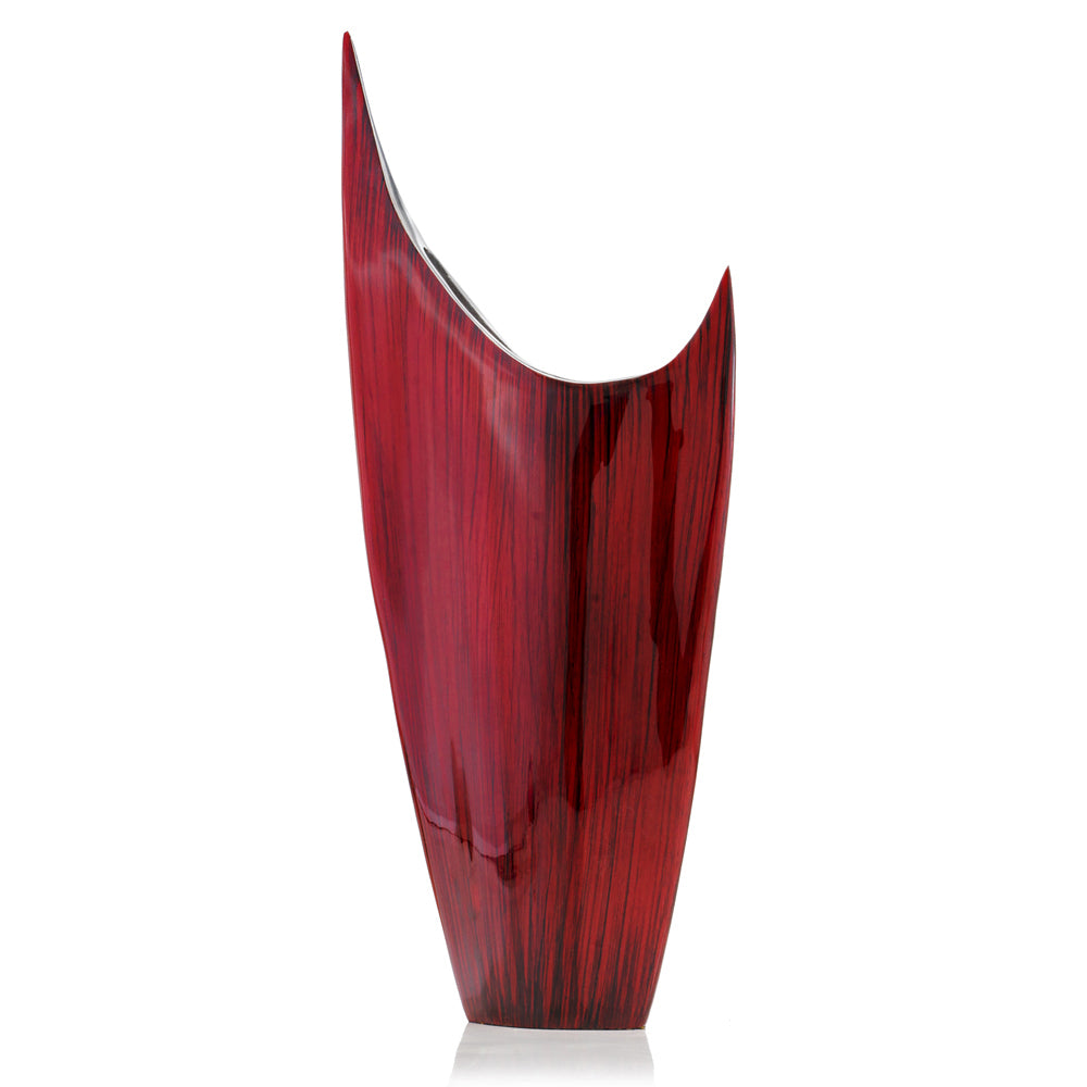 Modern Sculptural Red Aluminum Pointy Table Vase