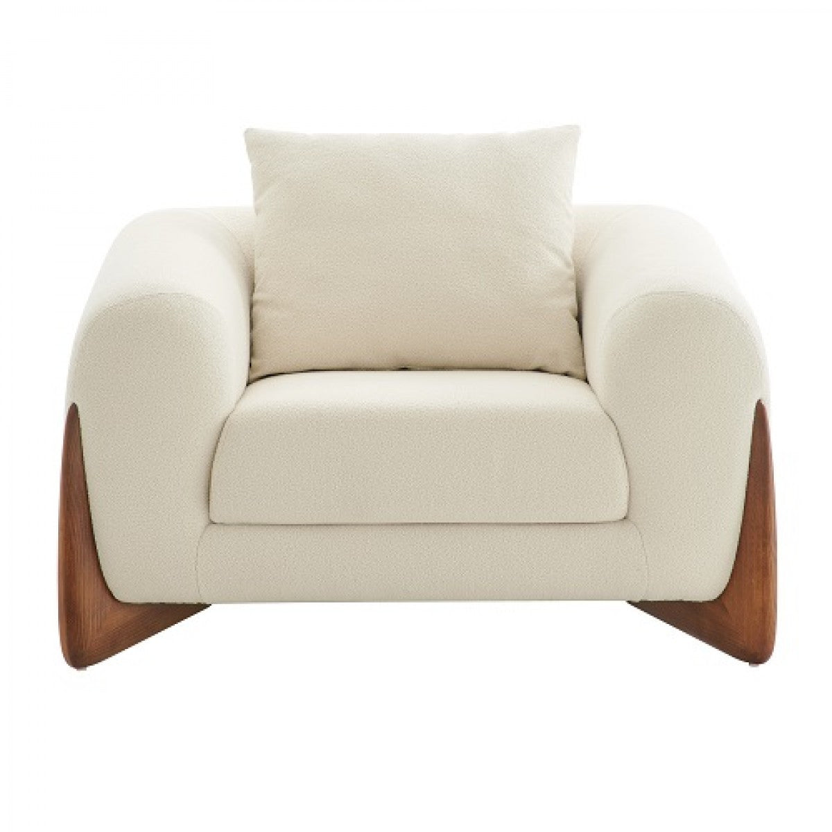 Modern 45" Cozy Cream Sherpa Bouclé Accent Armchair