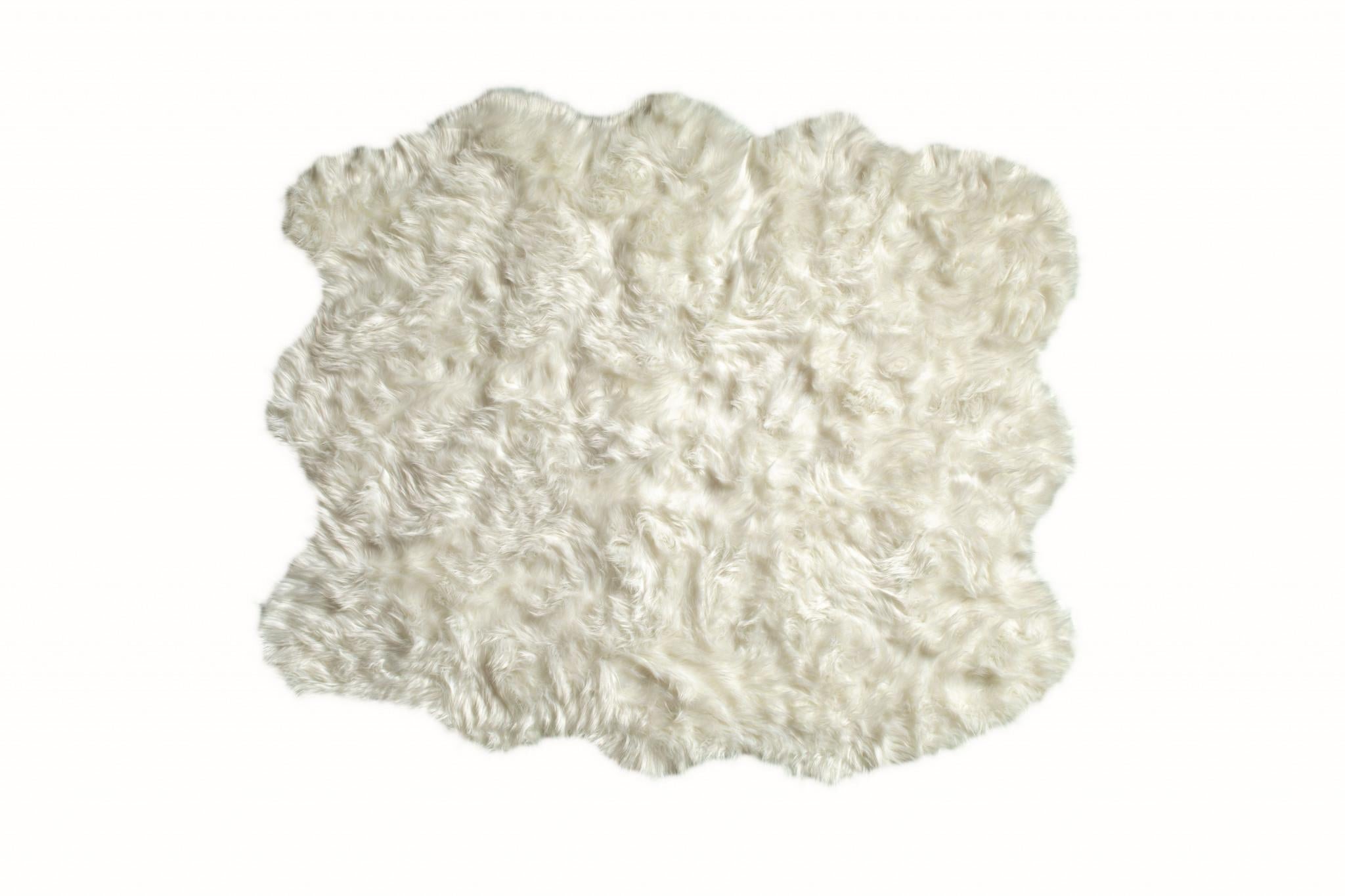 Novelty Plush Off White Animal Print Shag Area Rug