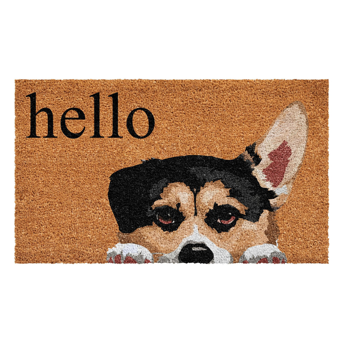 17" x 29" Natural Coir Welsh Corgi "Hello" Outdoor Doormat