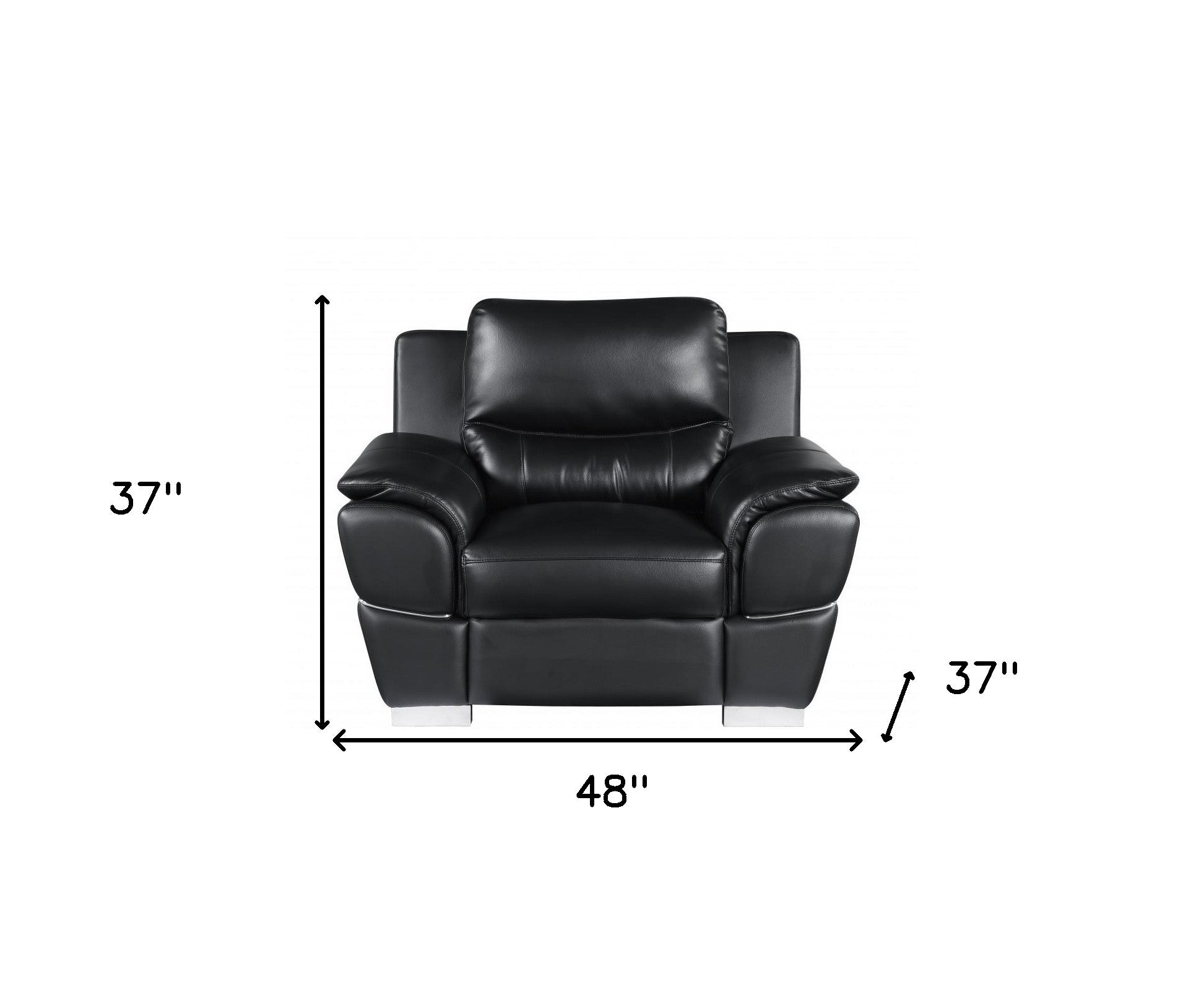 Modern 48" Black Leather Match Manual Glider Recliner Club Chair