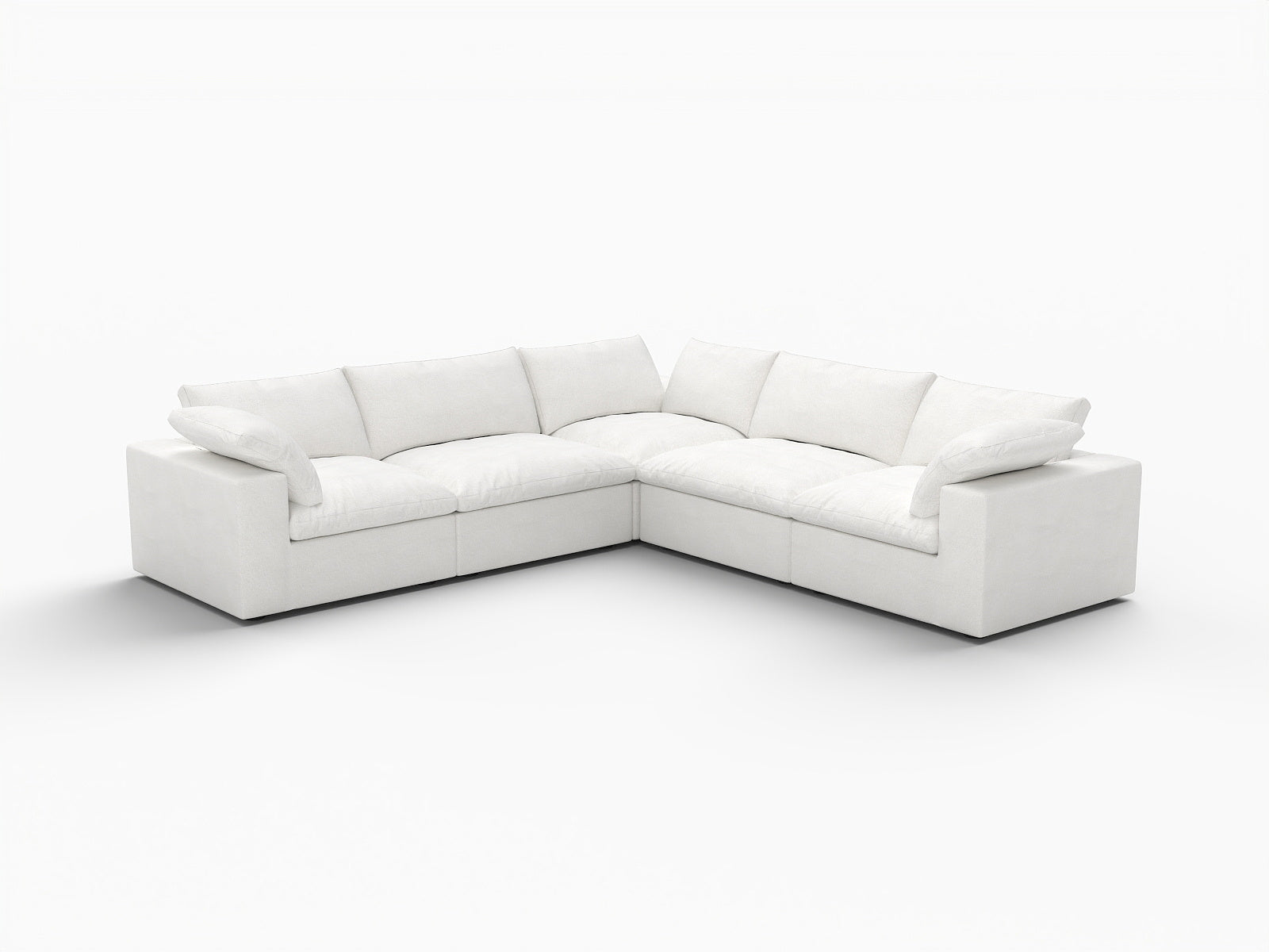 Modern White Linen Blend Modular L-Shaped 5-Piece Reversible Sectional