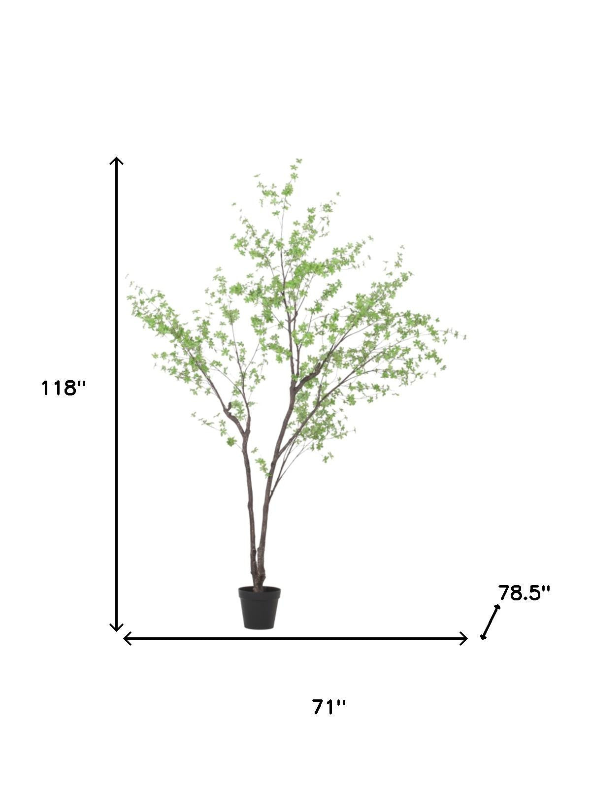 118" Extra Large Green Artificial Floor Tree in Cylindrical Black Pot