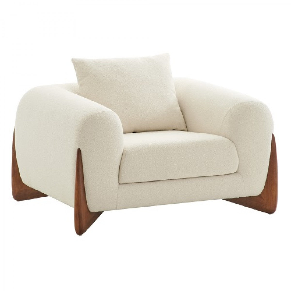 Modern 45" Cozy Cream Sherpa Bouclé Accent Armchair