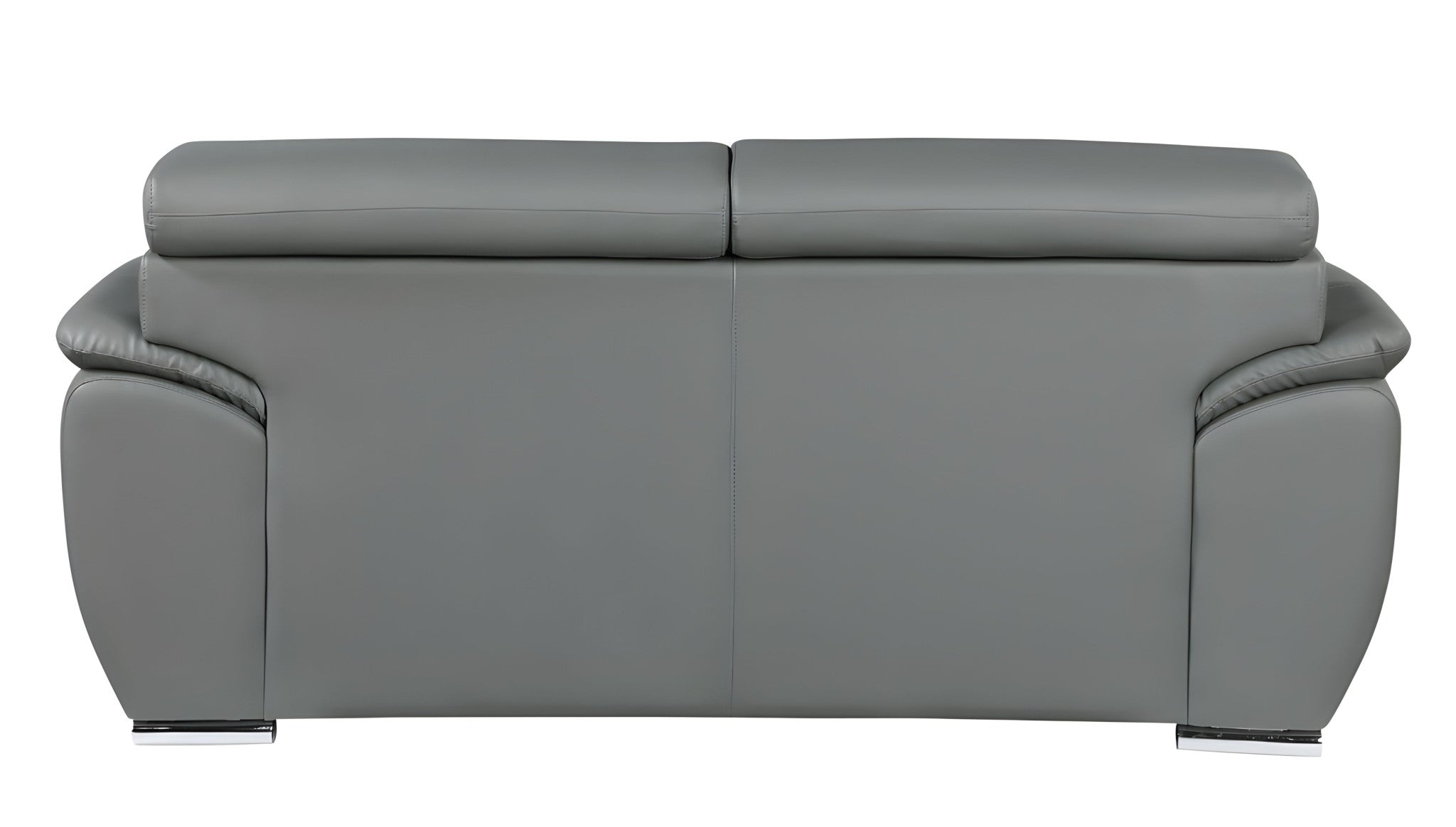 86" Modern Gray Leather Sofa with Silver Stainless Steel Legs