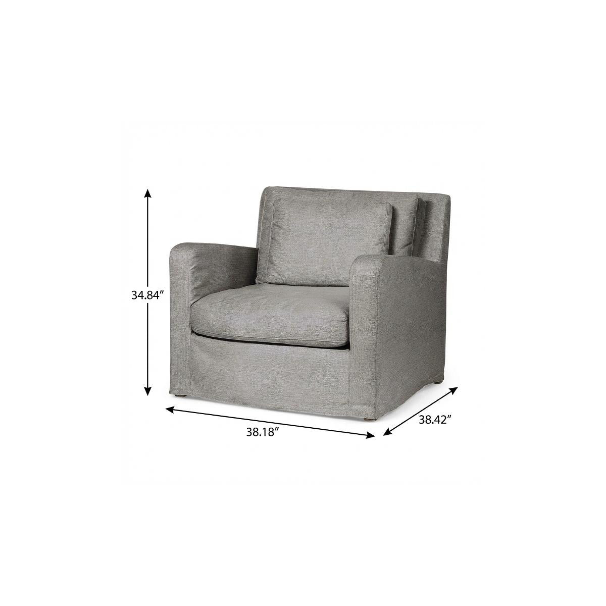 Coastal 38" Gray Linen Accent Armchair