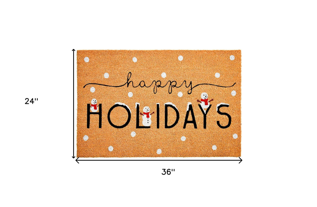 24" x 36" Large Happy Holidays Coir Outdoor Doormat