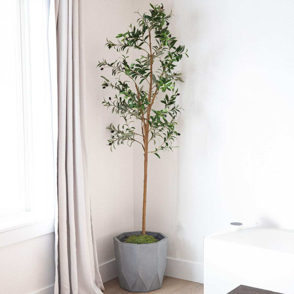 84" Large Artificial Olive Tree in Black Pot