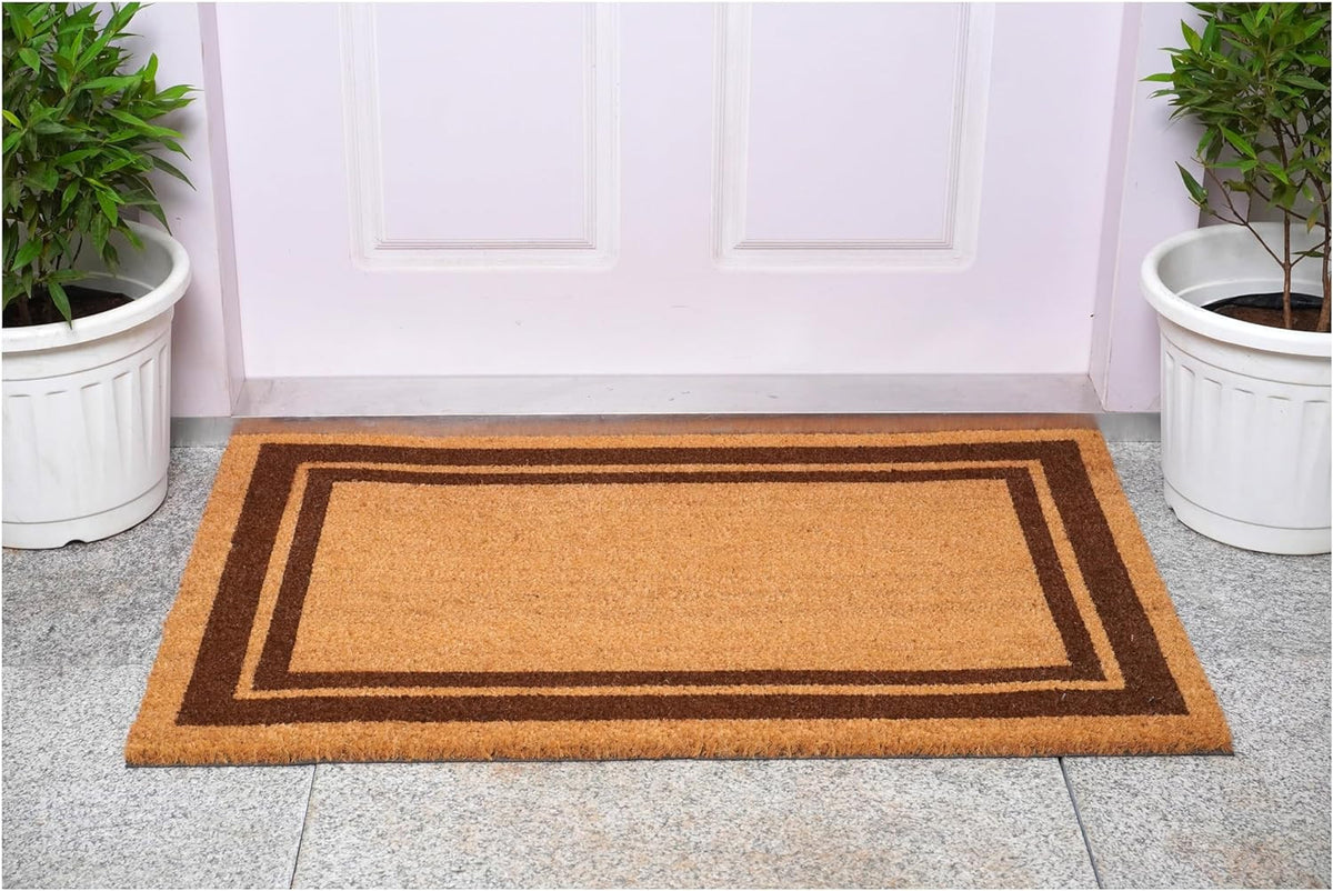 24" x 36" Large Natural & Black Coir Geometric Outdoor Doormat