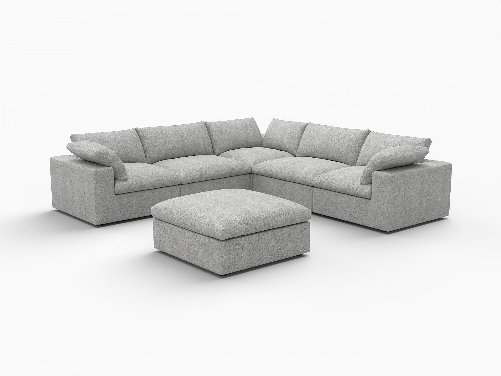 Modern Light Gray Linen Blend Modular L-Shaped 6-Piece Reversible Sectional