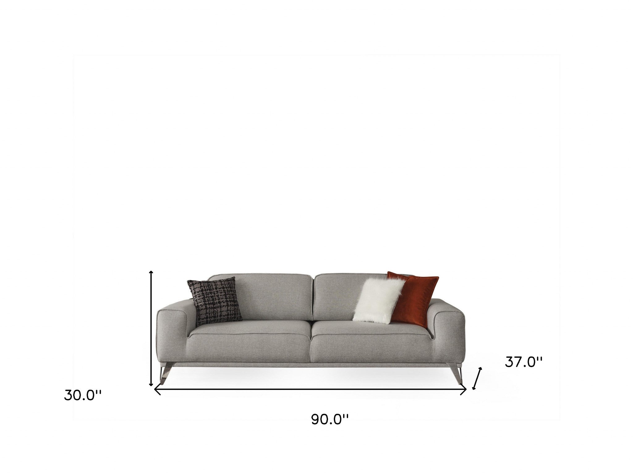 90" Modern Transitional Light Gray Linen Sleeper Sofa with Silver Legs