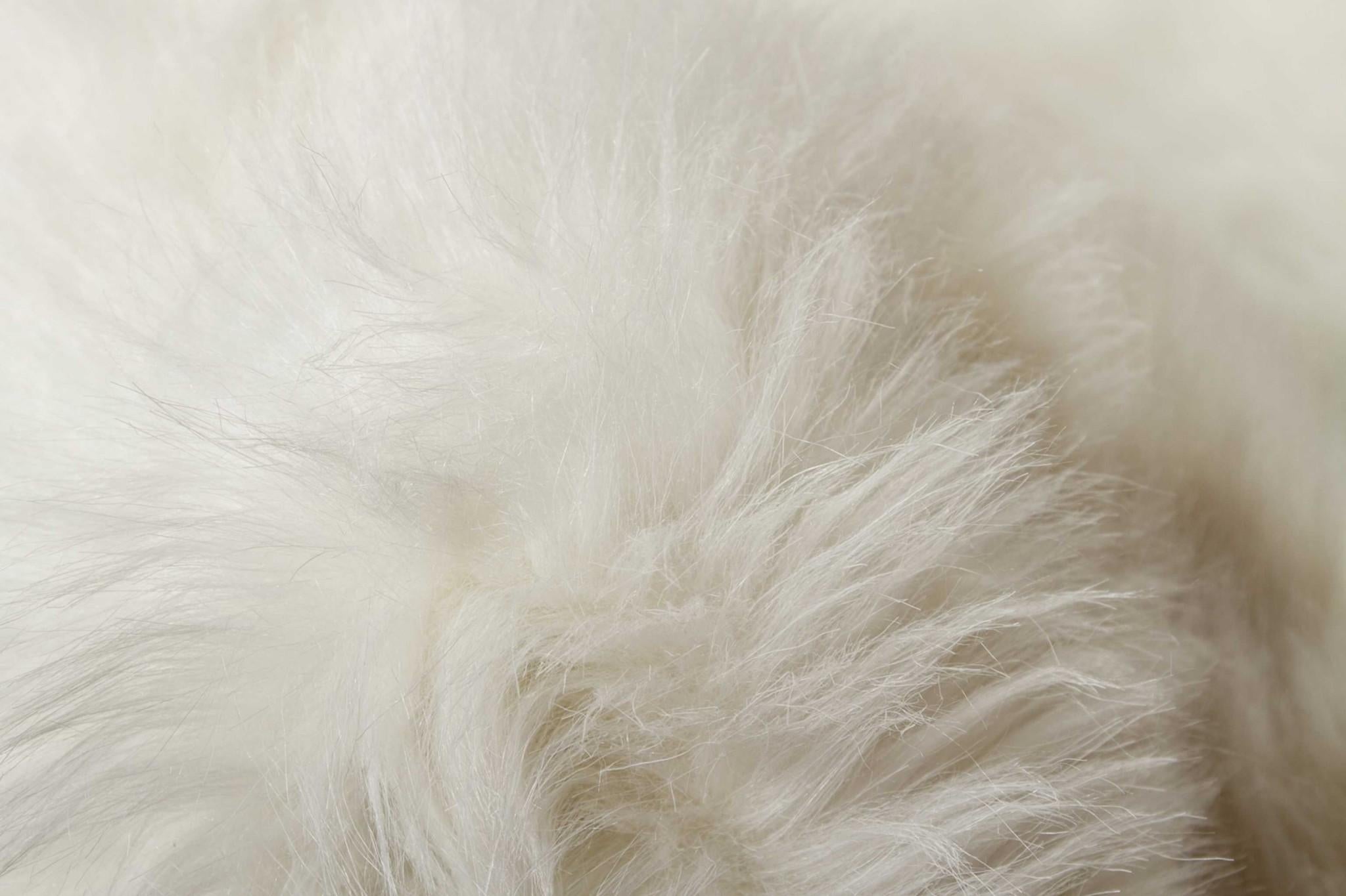 Off White Faux Fur Shag Washable Round Rug
