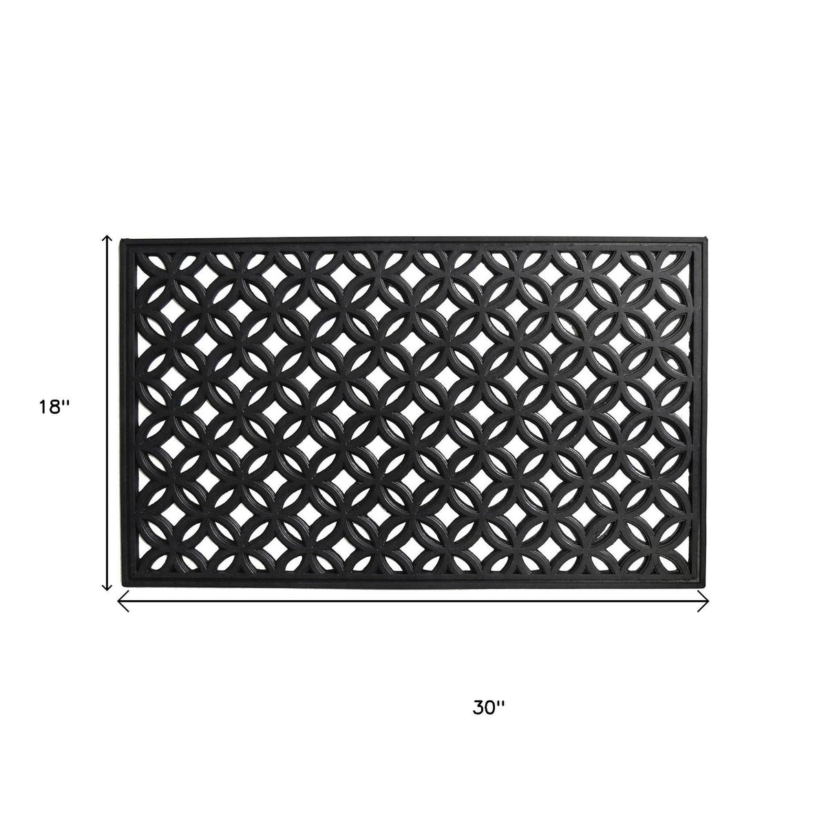 18" x 30" Black Geometric Rubber Outdoor Doormat